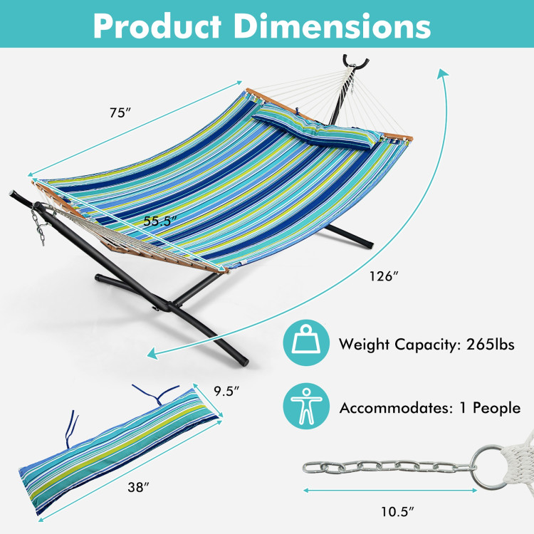 Patio Hammock Foldable Portable Swing Chair Bed with Detachable PillowCostway Gallery View 4 of 9