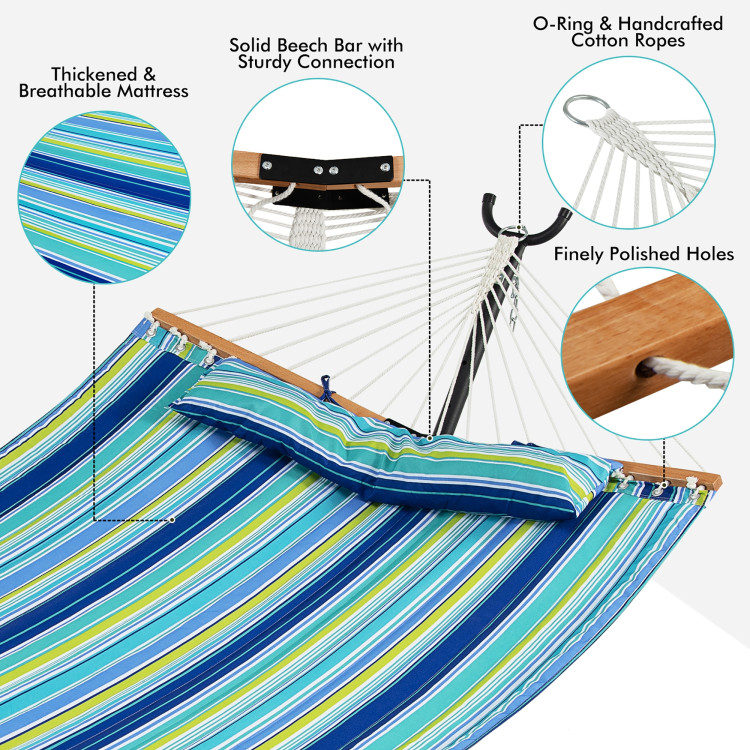 Patio Hammock Foldable Portable Swing Chair Bed with Detachable PillowCostway Gallery View 5 of 9