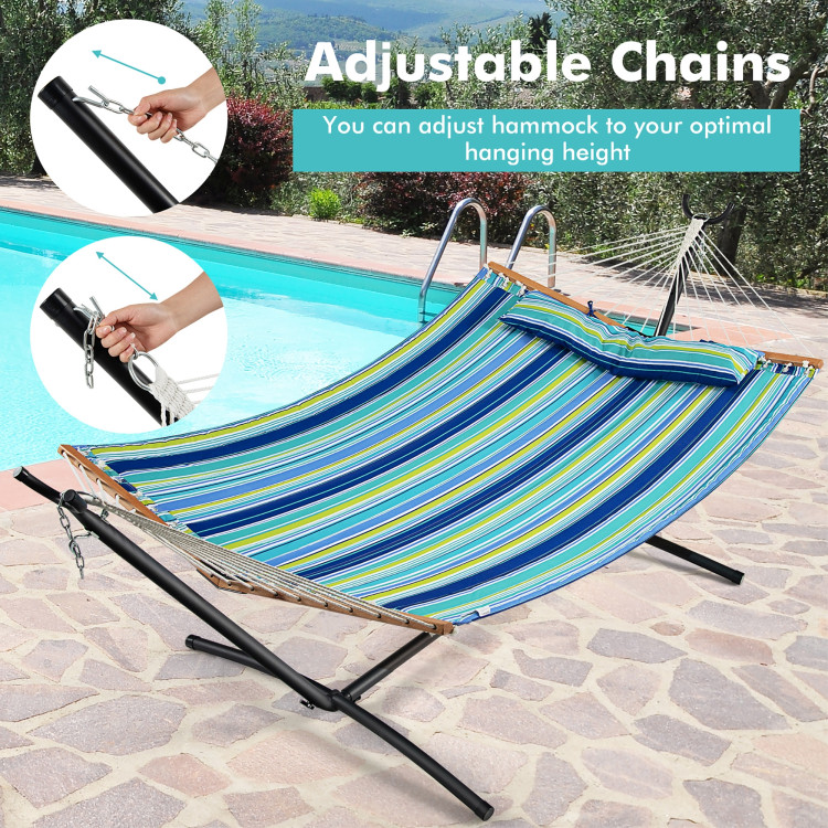 Patio Hammock Foldable Portable Swing Chair Bed with Detachable PillowCostway Gallery View 2 of 9