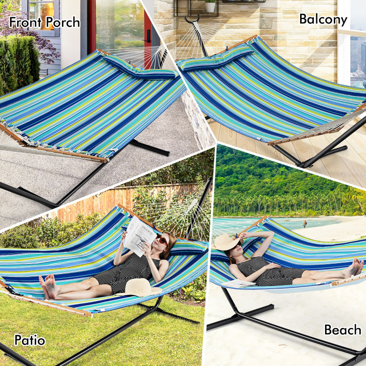 Patio Hammock Foldable Portable Swing Chair Bed with Detachable PillowCostway Gallery View 9 of 9