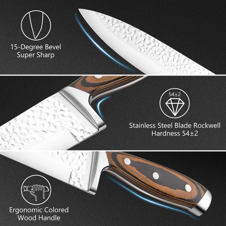 15 Pieces Stainless Steel Knife Block Set with Ergonomic Handle丨Costway