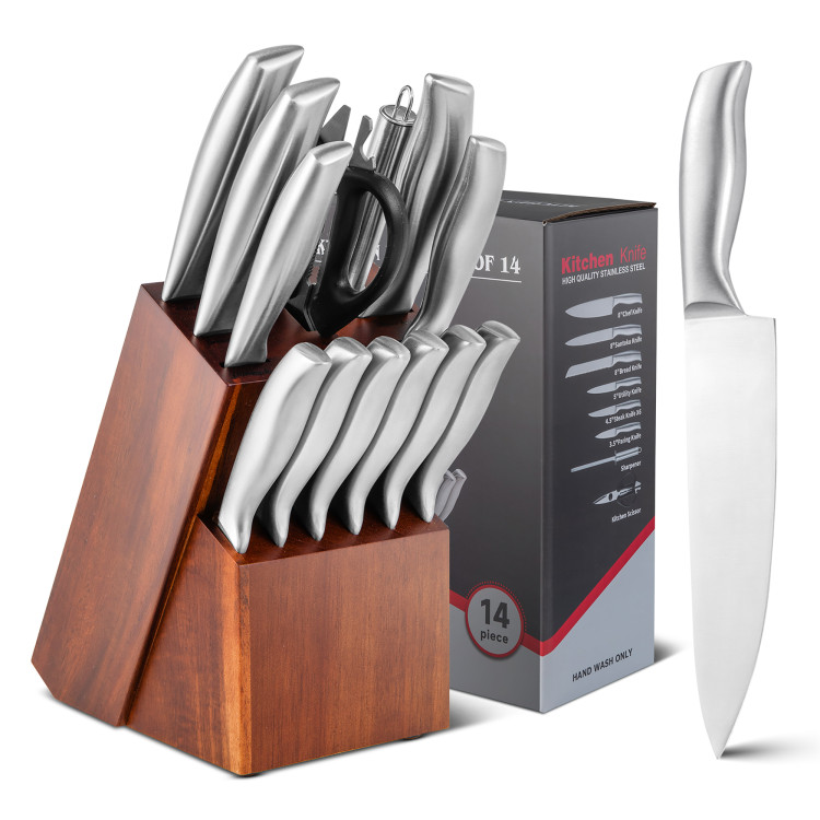  FULLHI Stainless Steel 14pcs Japanese Knife Set, 13pcs Japanese  Knife Set with Knife Roll Bag: Home & Kitchen