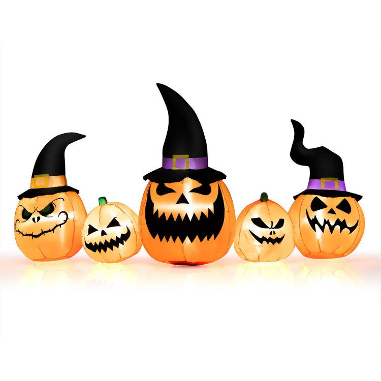 8 Feet Inflatable Pumpkin Family Waterproof Halloween Yard Decoration with LED LightsCostway Gallery View 1 of 9