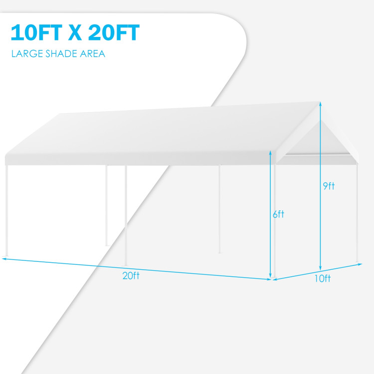 10 x 20 Feet Steel Frame Portable Car Canopy Shelter - Gallery View 5 of 12