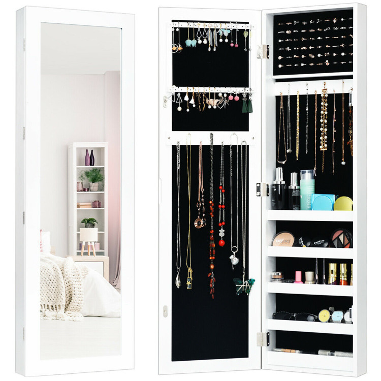 Door and Wall Mounted Armoire Jewelry Cabinet with Full-Length MirrorCostway Gallery View 1 of 14