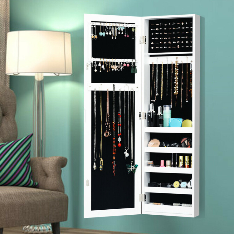 Door and Wall Mounted Armoire Jewelry Cabinet with Full-Length MirrorCostway Gallery View 11 of 14