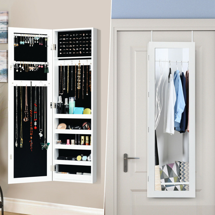 Door and Wall Mounted Armoire Jewelry Cabinet with Full-Length MirrorCostway Gallery View 10 of 14