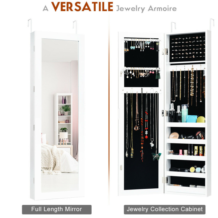 Door and Wall Mounted Armoire Jewelry Cabinet with Full-Length MirrorCostway Gallery View 3 of 14