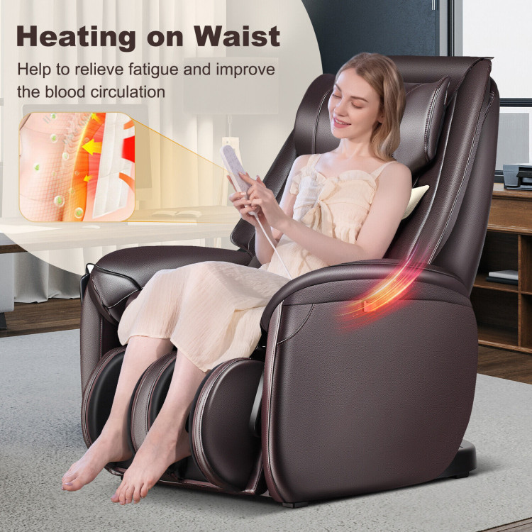 Full Body Zero Gravity Massage Chair with Pillow-BrownCostway Gallery View 2 of 11