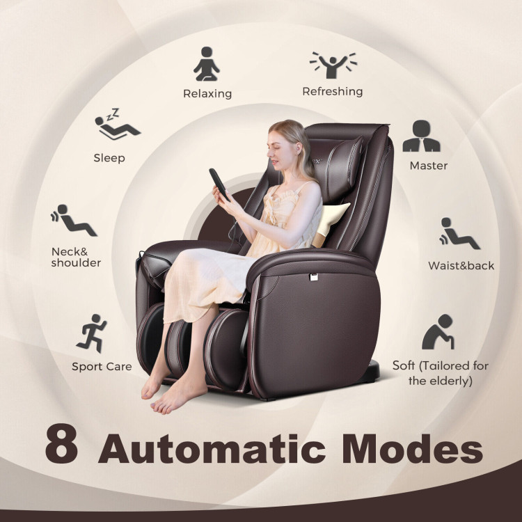 Full Body Zero Gravity Massage Chair with Pillow-BrownCostway Gallery View 5 of 11