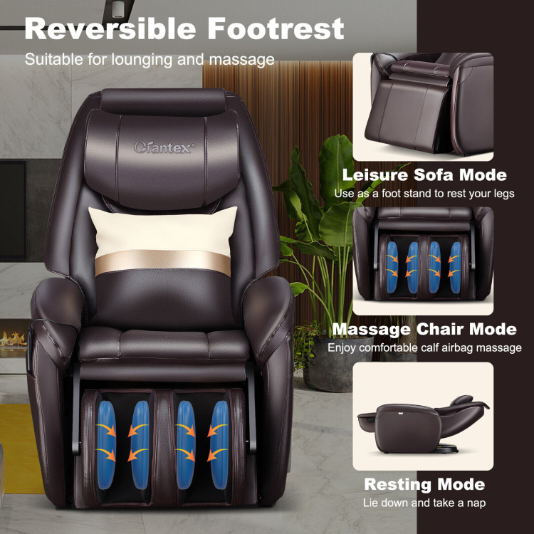 Full Body Zero Gravity Massage Chair with Pillow-BrownCostway Gallery View 7 of 11