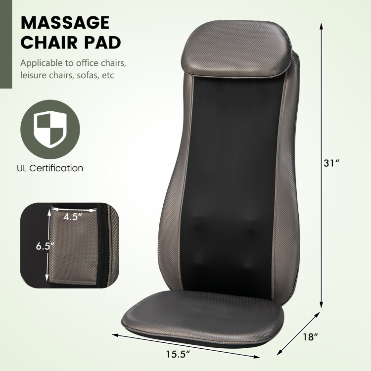 Massage Chair Pad with Heat and Vibration-Black | Costway