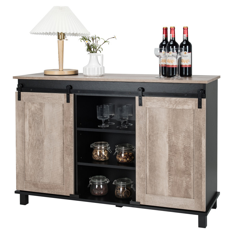 Kitchen Buffet Sideboard with 2 Sliding Barn Doors for Dining Living Room-OakCostway Gallery View 8 of 11