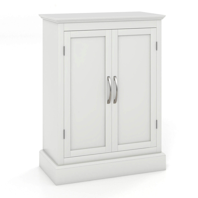 2-Door Freestanding Bathroom Cabinet with Adjustable Shelves-WhiteCostway Gallery View 1 of 10