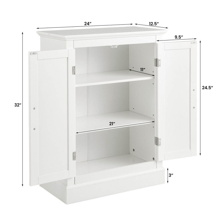 2-Door Freestanding Bathroom Cabinet with Adjustable Shelves-WhiteCostway Gallery View 4 of 10