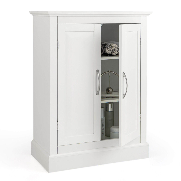 2-Door Freestanding Bathroom Cabinet with Adjustable Shelves-WhiteCostway Gallery View 7 of 10