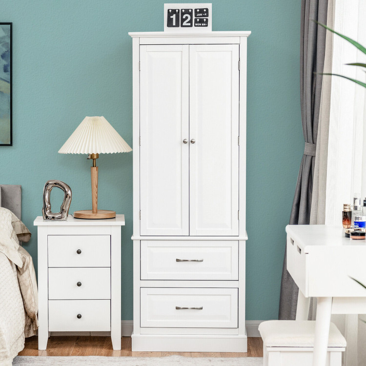 62 Inch Freestanding Bathroom Cabinet with Adjustable Shelves and 2 Drawers-WhiteCostway Gallery View 6 of 12