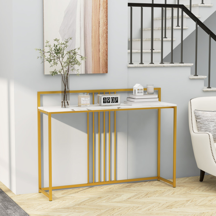 47 Inch Long Entryway Table with Faux Marble Top and Baffle Costway