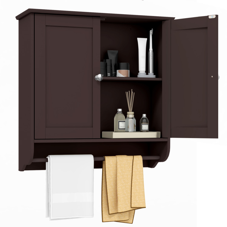 Costway Bathroom Wall Cabinet with Towel Bar and Shelf Storage Rack