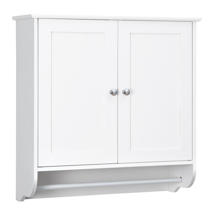 Wall Mounted Bathroom Storage Medicine Cabinet with Towel Bar-WhiteCostway Gallery View 1 of 13