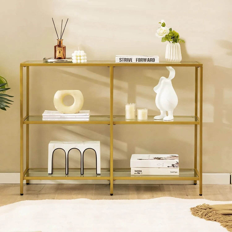 3-Tier 12D x 29W Inch Console Table with Tempered Glass Shelf-39.5 inchesCostway Gallery View 1 of 9