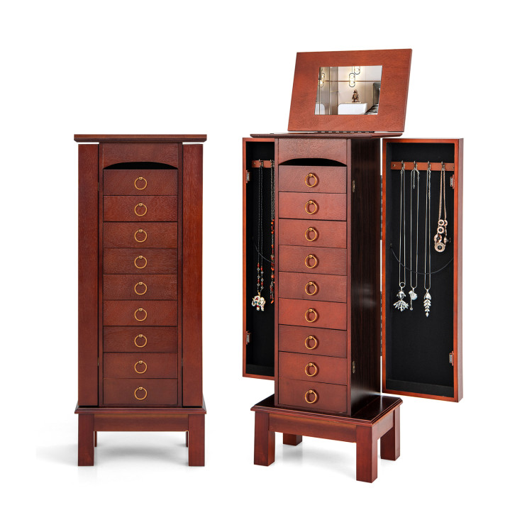 Costway Wooden Jewelry Cabinet Storage Organizer with 6 Drawers