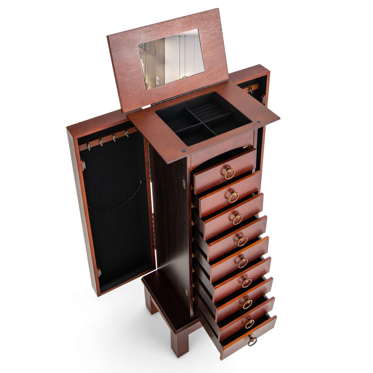 Large Wooden Jewelry Storage Box Organizer - Costway