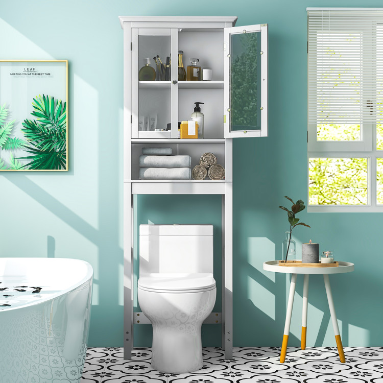 Over the Toilet Storage Cabinet with 4 Open Compartments - Costway