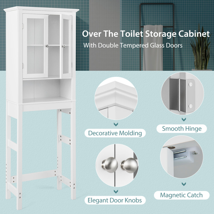 Over The Toilet Storage Cabinet, Double Door Bathroom Organizer w