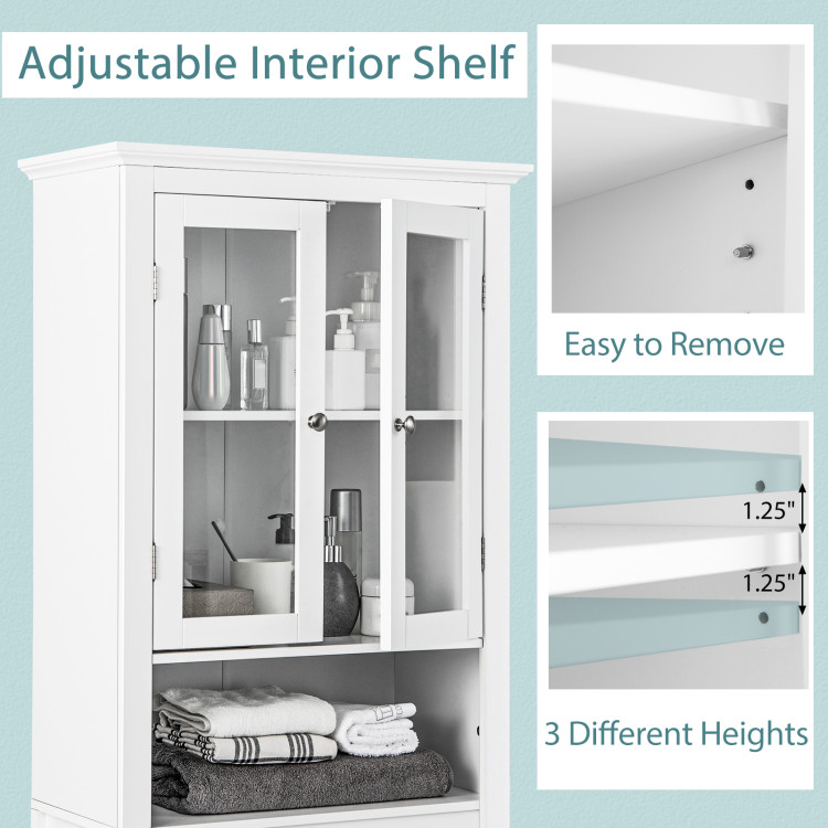 Over the Toilet Storage Cabinet with Adjustable Shelf - Costway