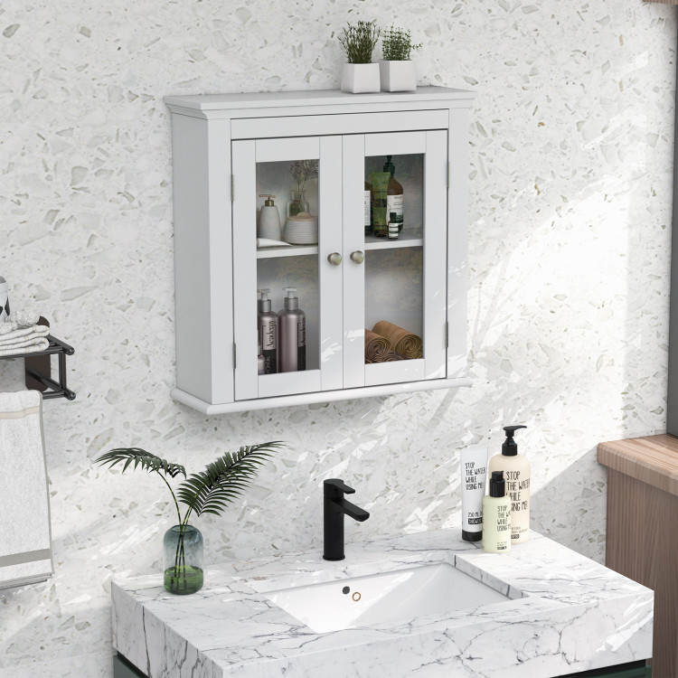 Wall Mounted Bathroom Mirror Cabinet with 5-level Height-adjustable Shelf -  Costway