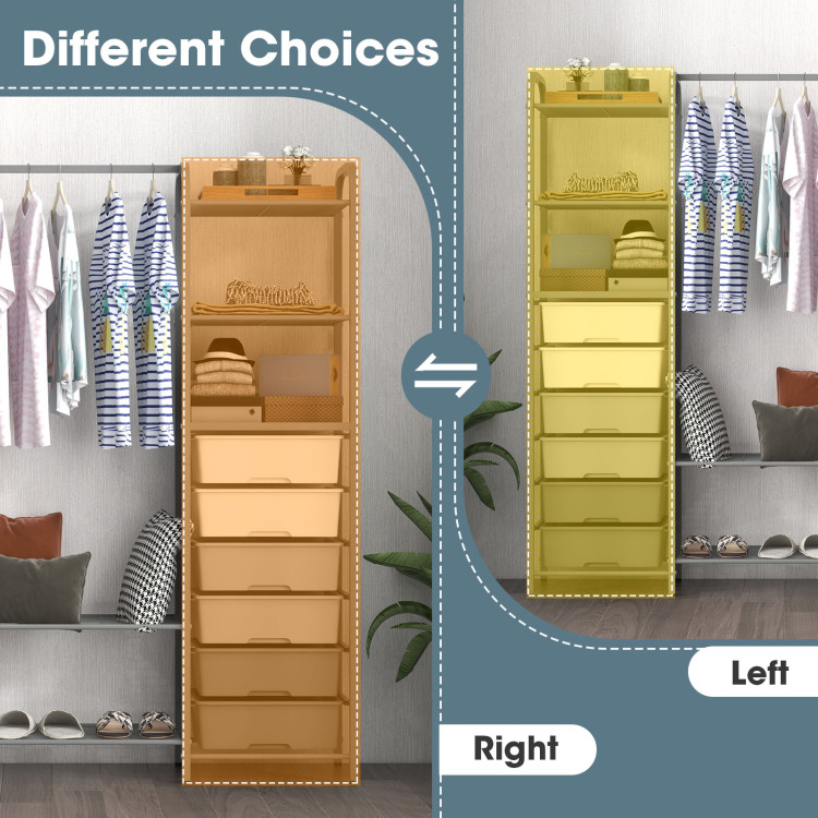 Freestanding Closet Organizer With 2 Drawers And Storage Shelves
