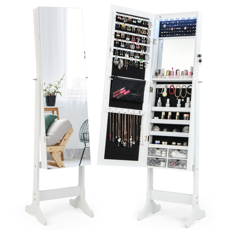 Free Standing Full Length Jewelry Armoire with Lights - Costway