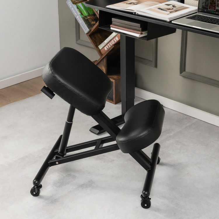 Adjustable Ergonomic Kneeling Chair with Upgraded Gas Spring Rod and Thick Foam Cushions-BlackCostway Gallery View 6 of 10