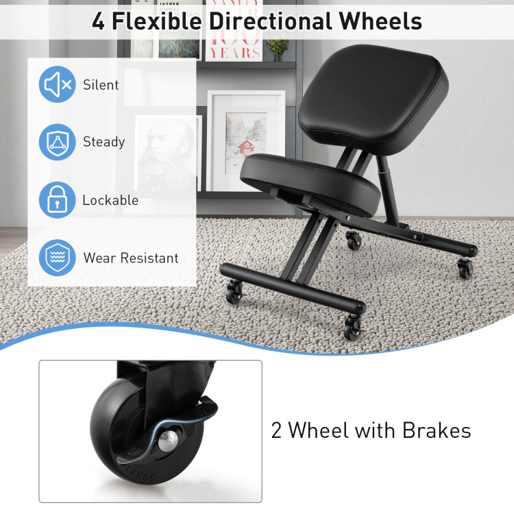 Adjustable Ergonomic Kneeling Chair with Upgraded Gas Spring Rod and Thick Foam Cushions-BlackCostway Gallery View 10 of 10