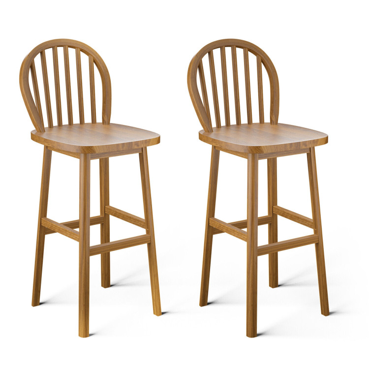2 Pieces 30 Inch Height Wodden Bar Stools with BackrestCostway Gallery View 1 of 12