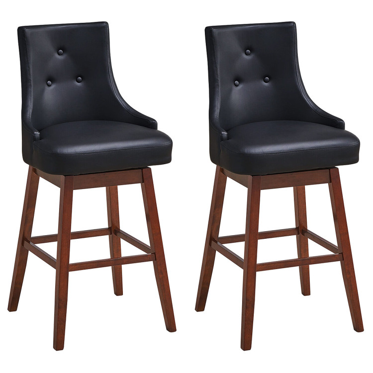 2 Pieces 29 Inch Pub Height Swivel Upholstered Bar Stools with Wood Legs-29 inchesCostway Gallery View 1 of 9