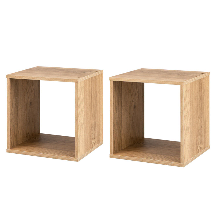 2 Cubes Stackable Bookcase for Living Room and Study-NaturalCostway Gallery View 9 of 12