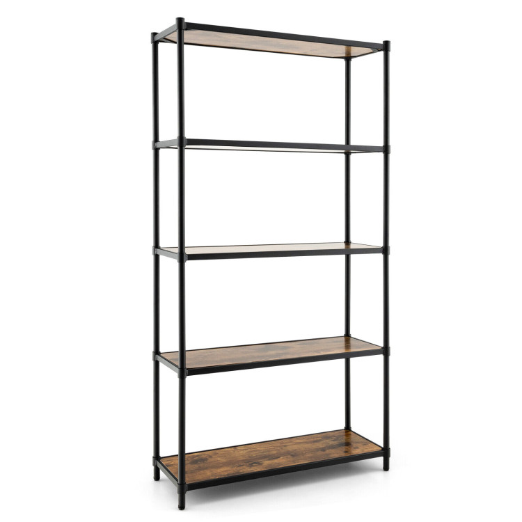 5 Tiers 61 Inch Multi-use Bookshelf with Metal Frame-BlackCostway Gallery View 1 of 10