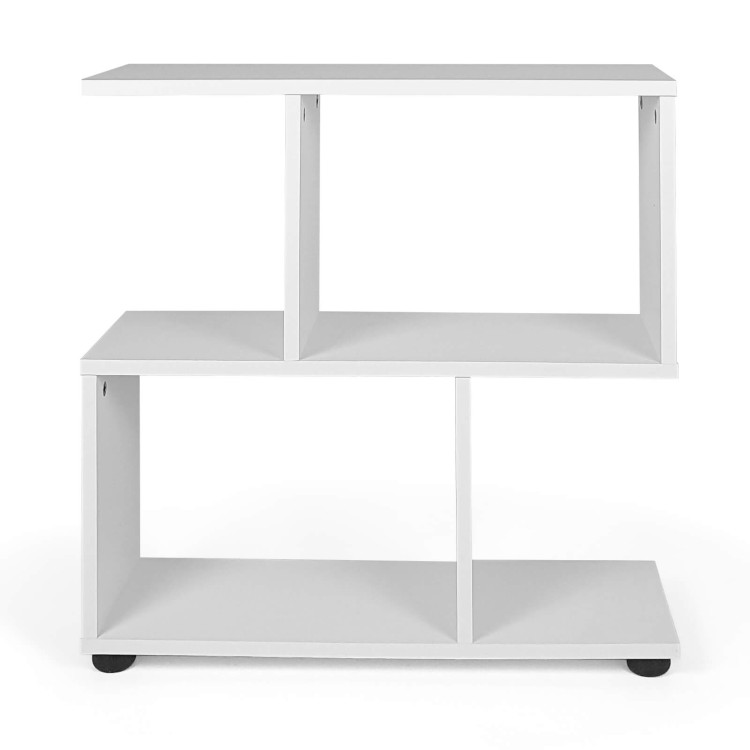 24 Inch 3-Tier Geometric Bookshelf with Thick Foot Pads-WhiteCostway Gallery View 3 of 10
