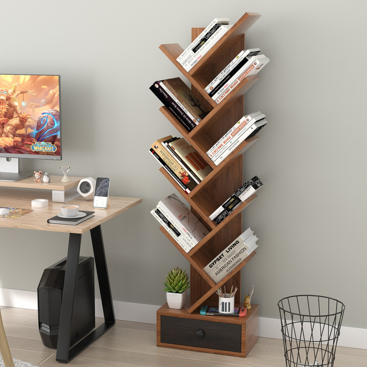 Costway Tree Bookshelf 8-tier Bookcase Free Standing Book Rack