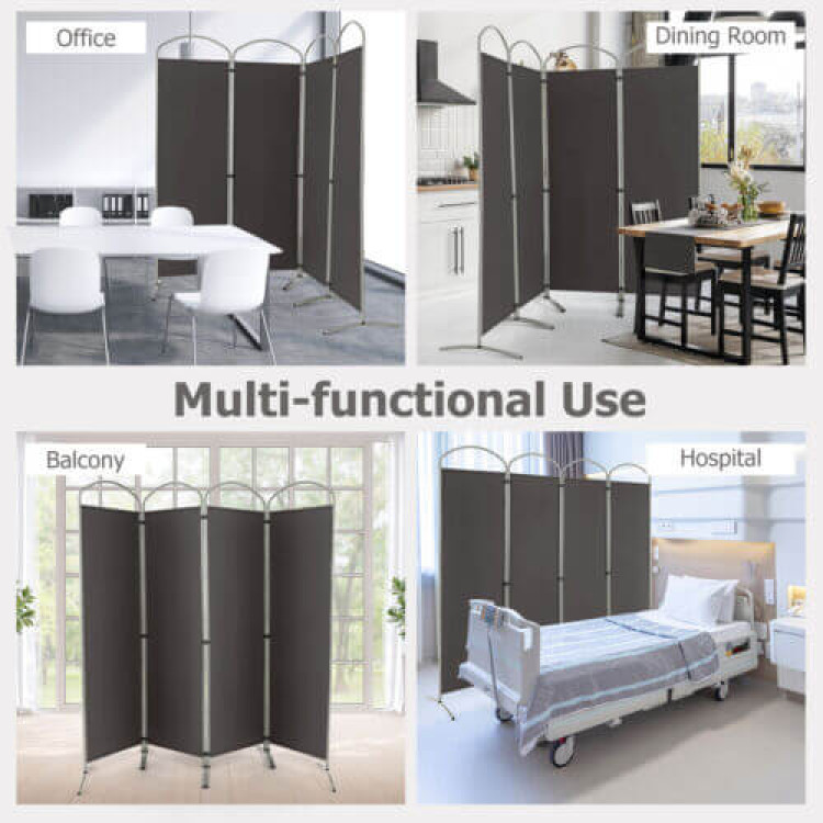6.2Feet Folding 4-Panel Room Divider for Home Office Living Room - Gallery View 3 of 10