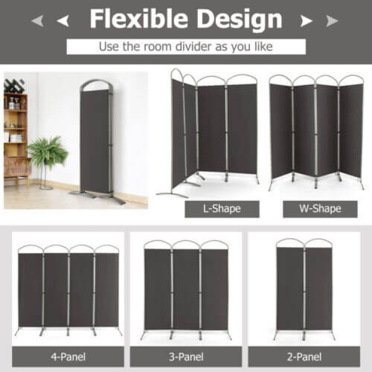 6.2Feet Folding 4-Panel Room Divider for Home Office Living Room - Gallery View 8 of 10