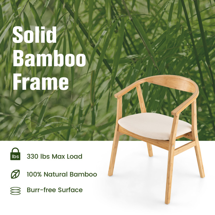Bamboo Leisure Chair with Armrest and Curved Backrest - Gallery View 6 of 9
