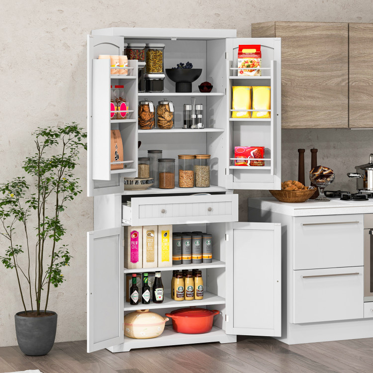 72 Inch Freestanding Kitchen Pantry Cabinet 4 Doors Storage