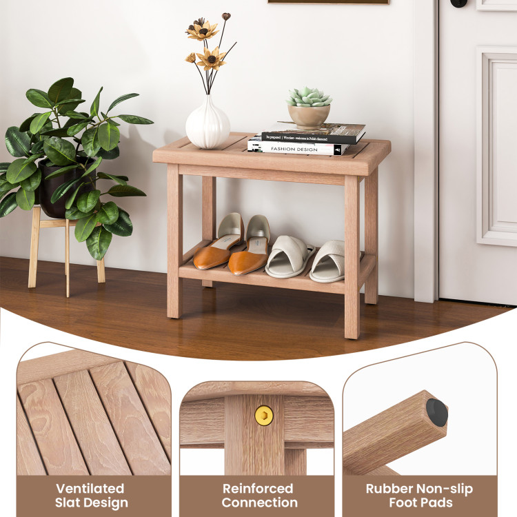 Spa™ Teak Shower Bench with Shelf - Safety and Style For The