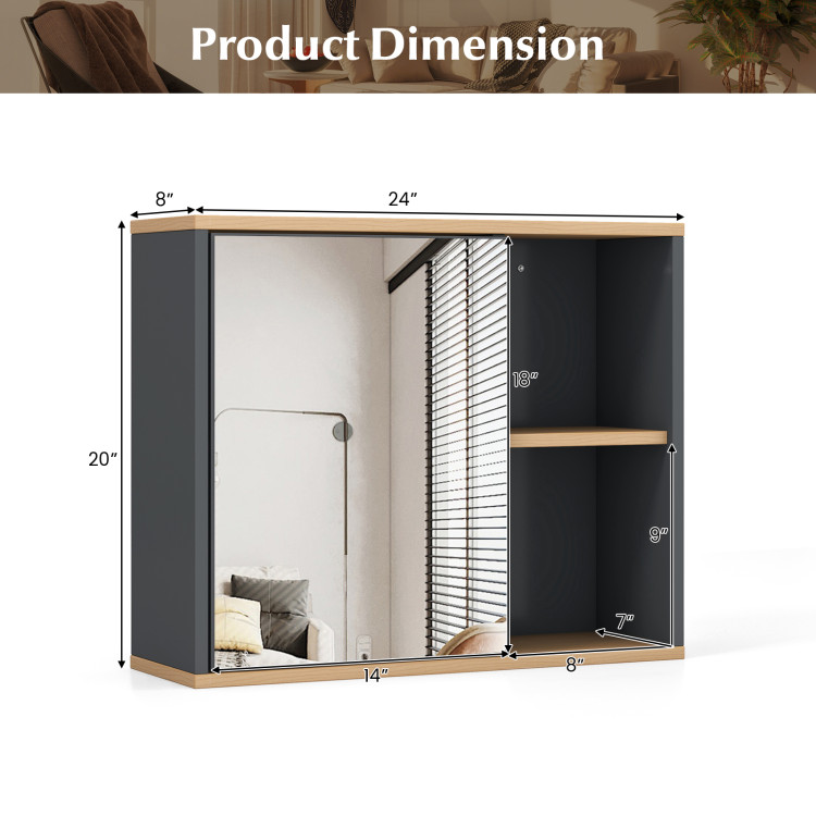 Bathroom Wall Mount Storage Cabinet Single Door with Height Adjustable  Shelf - Costway