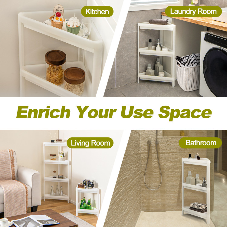 2 Pack 3-Tier Detachable Floor Corner Shower Shelf with Drainage Holes-White丨Costway