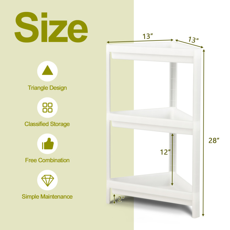 2 Pack 3-Tier Detachable Floor Corner Shower Shelf with Drainage