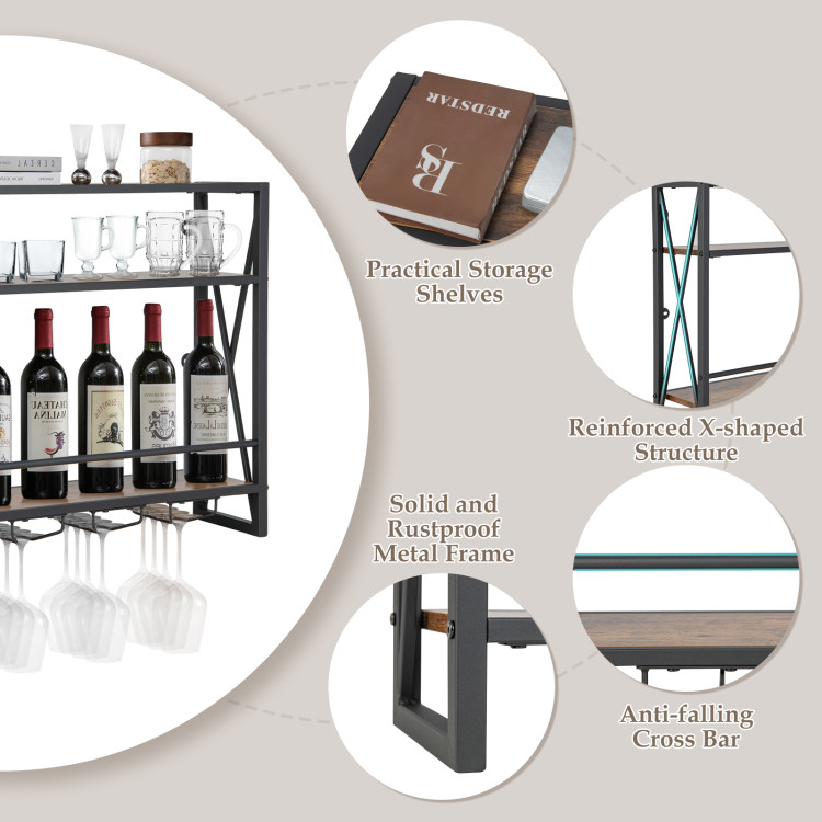  Industrial Hanging Wine Rack Wall Mounted,Storage